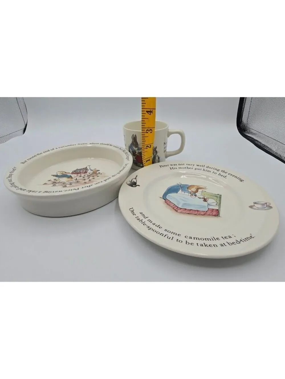 Vintage Wedgwood Beatrix Potter Peter Rabbit 3 Pc Child's Dinnerware Set